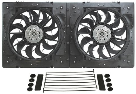 13 Inch 4,000 CFM Derale High-Output Dual RAD Fan and Shroud Kit 16934 Electric Fan, Dual, in. Diameter, Puller, cfm, Black, Plastic, Each