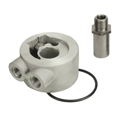 Derale Temperature Controlled Sandwich Adapter Kits 25732 Oil Filter Adapter, Adapter, Cast Aluminum, M20 x 1.5 Filter Threads, 2 3/4 in. O-Ring, 3/8 NPT Inlet/Outlet, Without Fittings, Each
