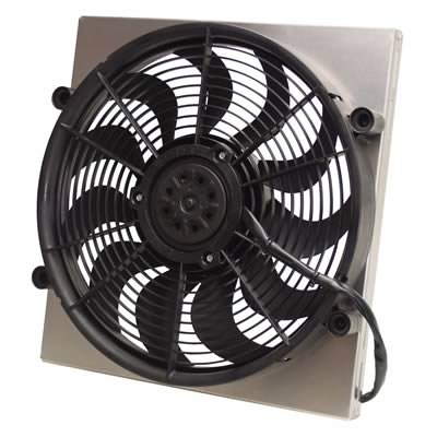 17 Inch 2,400 CFM Derale High-Output Single RAD Fan and Shroud Kit 16816 Electric Fan, Single, in. Diameter, w/Shroud, 16.750 in. Width, 17.625 in. Height, 3.00 in. Thick, Each