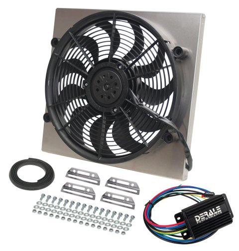 17 Inch 2,400 CFM Derale PWM Electric Fan Powerpacks 66819 Fan, Powerpack Assembly, in. Diameter, Puller, cfm, Black, Plastic, Shroud, Aluminum, Each
