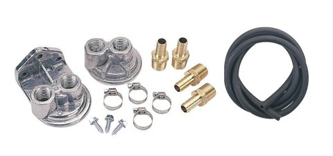 Derale Engine Oil Filter Relocation Kits 15718 Kit, Single Filter, 3/4-16 in. Threads, 20mm x 1.5 Threads, Kit