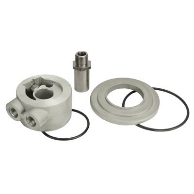 Derale Temperature Controlled Sandwich Adapter Kits 25731 Oil Filter Adapter, Style, 13/16-16 in. Nipple Thread Size, Aluminum, Natural, Kit