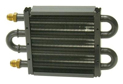 Derale Compact Fluid Coolers 13309 Cooler, Compact, Tube and Fin, 4 Rows, Copper/Aluminum, Black, -6 AN Male Threads Inlet/Outlet, Each