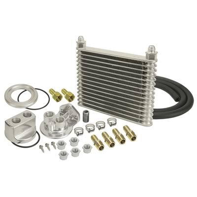 Derale Plate and Fin Engine Oil Coolers 15451 Fluid Cooler, Fin, Aluminum, Black, -8 AN Female Threads Inlet, -8 AN Male Threads Outlet, Kit