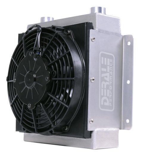 Derale Hi-Flow Racing Remote Fluid Coolers 65860 Cooler, Racing, Single Low Profile Fan, 18 Rows, 625 cfm, Aluminum, Universal, Each