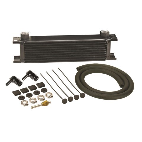 Derale Stacked Plate Fluid Coolers 13411 Cooler, Transmission, Plate-Type, Aluminum, Black, 3.56 in. x 13 in. x 2 in., Kit