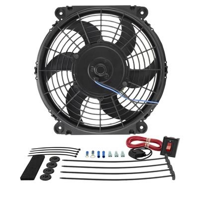 10 Inch 650 CFM Derale Tornado Universal Fan 16510 Electric Fan, Single, in. Diameter, Reversible, cfm, Black, Plastic, Each
