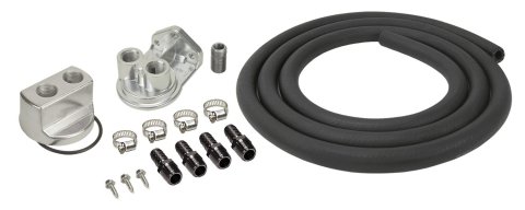 Derale Engine Oil Filter Relocation Kits 15715 Kit, Single Filter, 3/4-16 in. Threads, 3/4-16 in. Threads, Kit