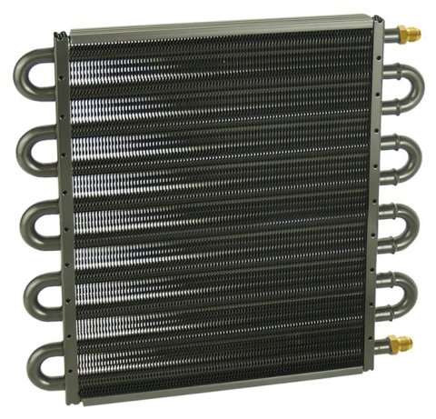 Derale 7000 Series Tube and Fin Transmission Coolers 13318 Cooler, Fin, Aluminum, -6 AN Male Fittings, 13.500 in. x 12.5 in., x 0.750 in., Each