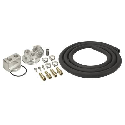 Derale Engine Oil Filter Relocation Kits 15725 Kit, Single Filter, 3/4-16 in. Threads, 22mm x 1.5 Threads, Kit