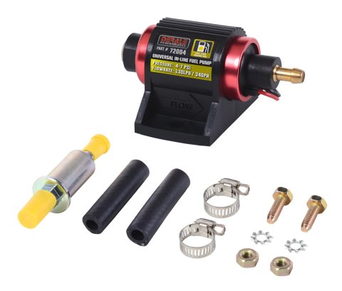 Derale Universal Inline Fuel Pumps 72004 Pump, High Performance Pump E85 130 lph 4-7 psi, Each