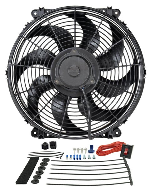 16 Inch 2,175 CFM Derale Tornado Universal Fan 16516 Electric Fan, Single, in. Diameter, Reversible, cfm, Black, Plastic, Each