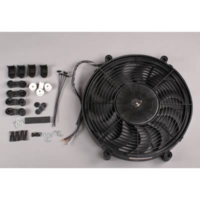 17 Inch 2,400 CFM Derale High-Output Single RAD Fan 16217 Electric Fan, Single, in. Diameter, 2 Stage, Pusher/Puller, cfm, Black, Plastic, Each
