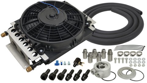 Derale Electra-Cool Remote Fluid Coolers 15500 Cooler, Engine, Tube and Fin, Aluminum, Black, 15.75 in. Width, 11.50 in. Height, Kit