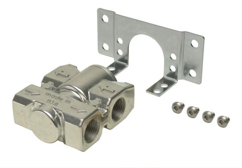 Derale Fluid Control Thermostats 25791 Remote Oil Thermostat, Aluminum, Dual 3/8 in. NPT Female Inlets, Dual 3/8 in. NPT Female Outlets, w/Bracket