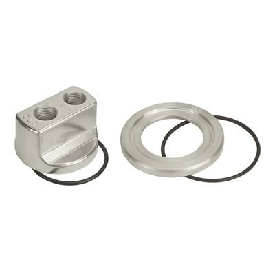 Derale Oil Filter Adapters 15705 Adapter, Spin-on Bypass, Aluminum, Polished, 13/16-16 in. Thread, 1/2 in. NPT Inlet/Outlet, Each