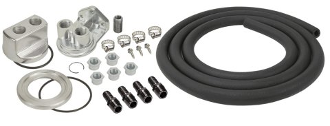 Derale Engine Oil Filter Relocation Kits 15748 Kit, Single Filter, 3/4-16 in. Threads, Various Threads, Kit