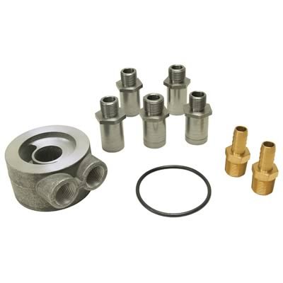 Derale Oil Filter Sandwich Adapters 15735 Adapter, Adapter Style, Aluminum, 1/2 in. NPT Inlet/Outlet, Fittings, Kit