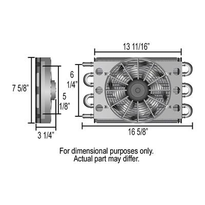 Derale Dyno-Cool Remote Fluid Coolers 12731 Cooler, Tube and Fin, Aluminum, Copper, Black, 7.625 in. x 17.5 in. x 3.75 in., Each