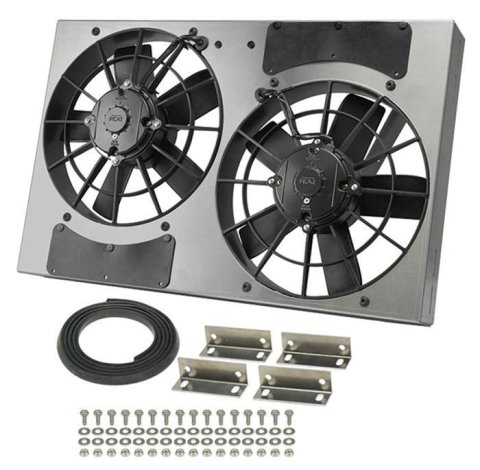 11 Inch 3,750 CFM Derale High-Output Dual RAD Fan and Shroud Kit 16831 Electric Fan, Dual, in. Diameter Fans, w/Shroud, 24 in. Width, 15.5 in. Height, 4 in. Thick, Each