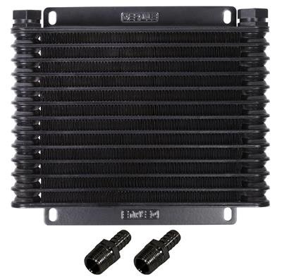 Derale Stacked Plate Fluid Coolers 15452 Cooler, and Fin, Aluminum, Black, 1/2 in. NPT Inlet/Outlet, Each