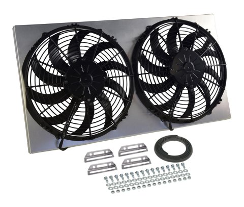12 Inch 2,675 CFM Derale High-Output Dual RAD Fan and Shroud Kit 16850 Electric Fan, Dual, in. Diameter Fans, w/Shroud, 26.000 Width, 14.000 in. Height,