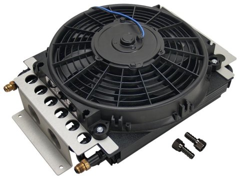 Derale Electra-Cool Remote Fluid Coolers 13700 Oil Cooler, 11.5 in. x 15.75 in. x 5 in. Cooler, 10 in. Fan, -6 AN Male, Each
