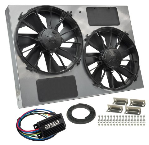 12 Inch 4,000 CFM Derale PWM Electric Fan Powerpacks 66927 Fan, Powerpack Assembly, in. Diameter, Puller, cfm, Black, Plastic, Shroud, Aluminum, Each