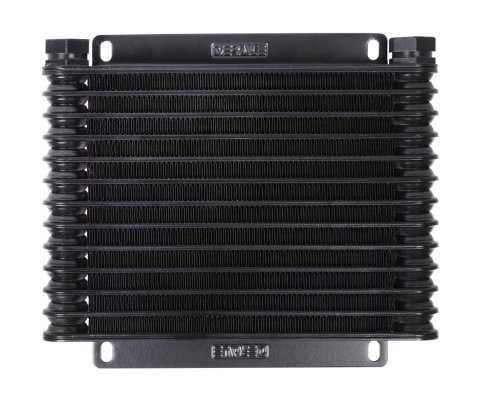 Derale 9000 Series Fin and Plate Transmission Coolers 33603 Fluid Cooler, Plate-Fin Type, Aluminum, 9.750 in. x 8.437 in. x 1.25 in., 1/2 NPT Inlet, Outlet, Each