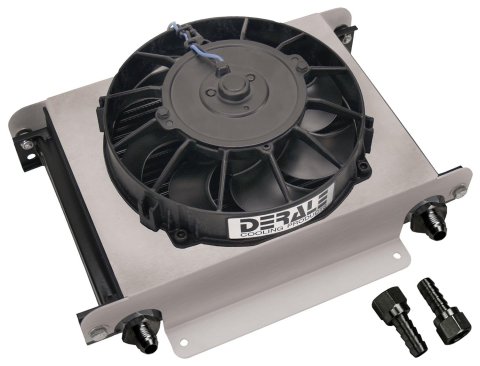 Derale Hyper-Cool Remote Fluid Cooler Assemblies 13760 Cooler, Fan, Plate Type, Aluminum, 10 in. x 13 in. x 5.625 in., -6 AN Inlet, Outlet, Each