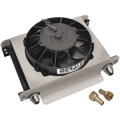 Derale Hyper-Cool Remote Fluid Cooler Assemblies 15865 Cooler, Fan, Plate Type, Aluminum, 10 in. x 13 in. x 5.625 in., -10 AN Inlet, Outlet, Each