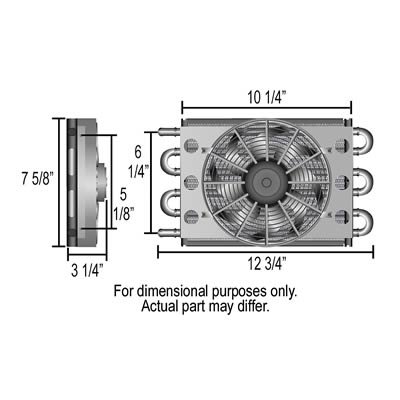 Derale Dyno-Cool Remote Fluid Coolers 12730 Cooler, Tube and Fin, Aluminum, Copper, Black, 7.625 in. x 13.625 in. x 3.625 in., Each
