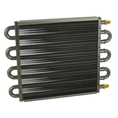 Derale 7000 Series Tube and Fin Transmission Coolers 13317 Cooler, Fin, Aluminum, -6 AN Male Fittings, 10.250 in. x 13.5 in., x 0.750 in., Kit