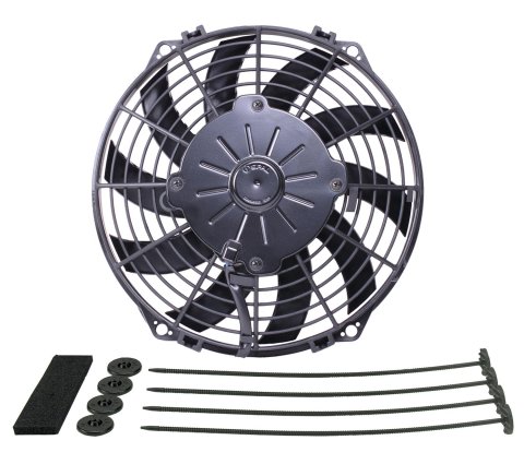 9 Inch 625 CFM Derale High-Output Curved Blade Fan 16109 Electric Fan, in. Diameter, Puller, cfm, Black, Each