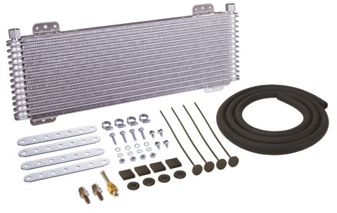 Derale 9500 Series Fin and Plate Transmission Coolers 13633 Fluid Cooler, Cooler, Tube Fin, 13 Rows, Aluminum, Natural, Rated Up To 34,000 GVW, Kit