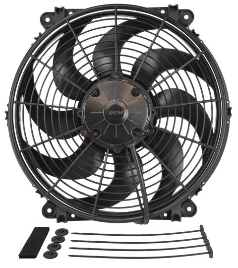 14 Inch 1,350 CFM Derale Tornado Universal Fan 16624 Electric Fan, Single, in. Diameter, Pusher, Puller, cfm, Black, Plastic, Each