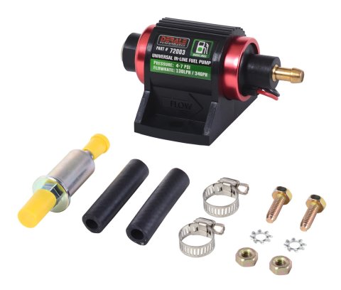 Derale Universal Inline Fuel Pumps 72003 Pump, High Performance Pump Diesel 130 lph, 4-7 psi, Each