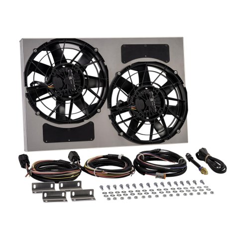 12 Inch 4,400 CFM Derale Electric Fan Brushless Powerpacks 67926-195 Fans, Powerpack, Dual in. Fans, CFM, Shroud, 195 degree, Kit