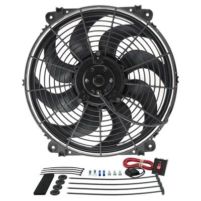 14 Inch 1,350 CFM Derale Tornado Universal Fan 16514 Electric Fan, Single, in. Diameter, Reversible, cfm, Black, Plastic, Each