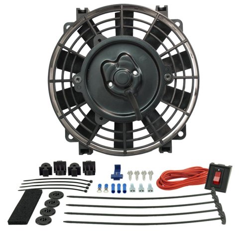8 Inch 500 CFM Derale Tornado Universal Fan 16508 Electric Fan, Single, in. Diameter, Reversible, cfm, Black, Plastic, Each