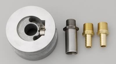 Derale Temperature Controlled Sandwich Adapter Kits 15720 Adapter, Oil Filter, Sandwich, Aluminum, Natural, 13/16-16 in. Thread, 1/2 in. NPT Inlet/Outlet, Each