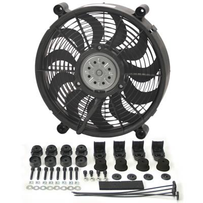 14 Inch 2,100 CFM Derale High-Output Single RAD Fan 16214 Electric Fan, Single, in. Diameter, cfm, Black, Plastic, Each