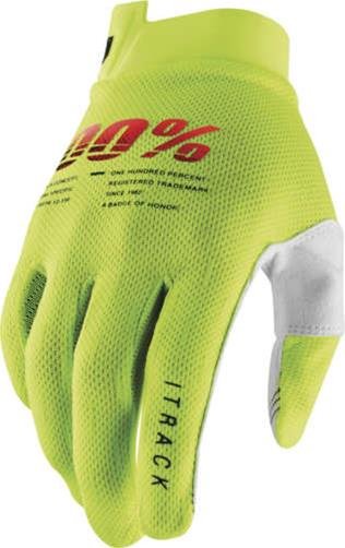 100 Percent iTrack Gloves 10008-00011 Riding Gloves, iTrack, Clarino, Fluorescent Yellow, Medium, Pair