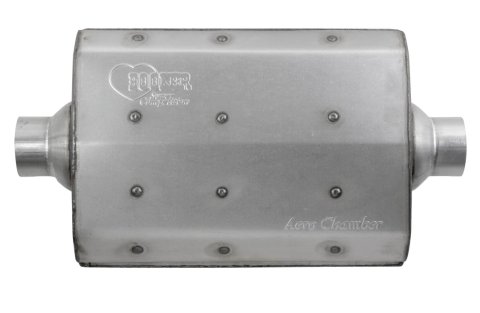 Hooker Aero Chamber Steel 2.5 Inch Muffler 21516HKR Muffler, Chamber, 2 1/2 in. Inlet/2 1/2 in. Outlet, Steel, Aluminized, Each