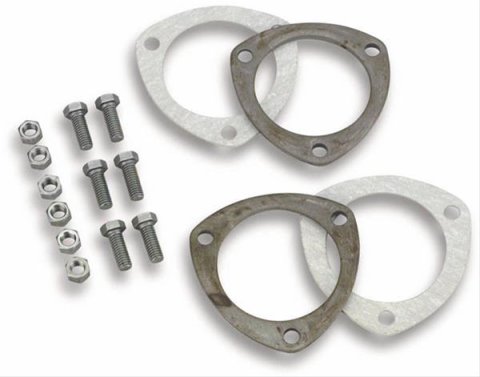Hooker Collector Ring Kits 11435HKR Rings, 3.50 in., 3-Bolt Flange, Steel, Natural, Pair
