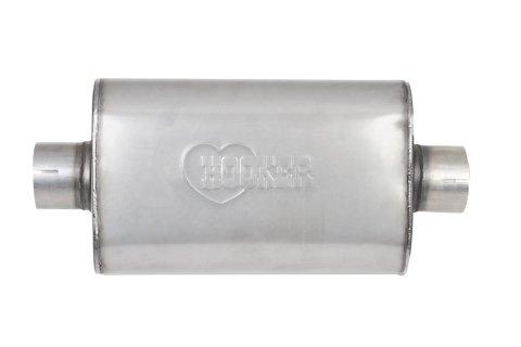Hooker VR304 304 Stainless Steel 3 Inch Muffler 21670HKR Mufflers, VR304, Oval Case, Steel, Natural, Single 3.00 in. Offset Inlet/Outlet, 20.000 in. Overall Length, Each