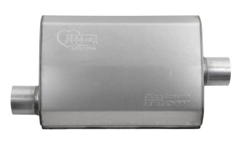 Hooker Maximum Flow Steel 2.5 Inch Muffler 21602HKR Muffler, Flow, 2 1/2 in. Inlet/2 1/2 in. Outlet, Steel, Aluminized, Each