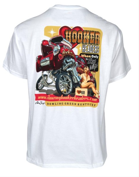 Hooker Willys T-Shirt 10149-LGHKR T-Shirt, Cotton, Willys, White, Men's Large, Each