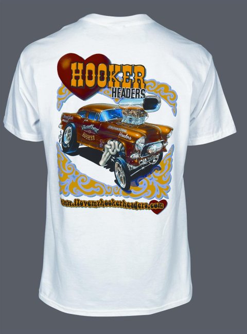 Hooker Retro T-Shirt 10148-MHKR T-Shirt, Short Sleeve, Cotton, Headers Logo Front/Rear, White, Men's Medium, Each