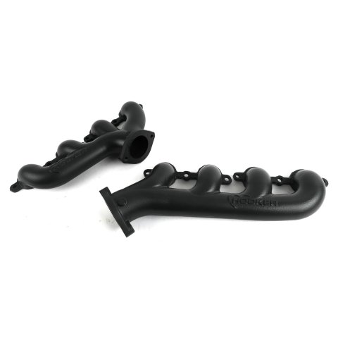 Hooker Blackheart LS Swap Exhaust Manifolds 8506-3HKR Manifold, Blackheart, Swap, Cast Iron, Black Ceramic Coated, Rear Dump, Pair